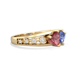 Pink Tourmaline Heart To Heart 14K Yellow Gold ring R3342