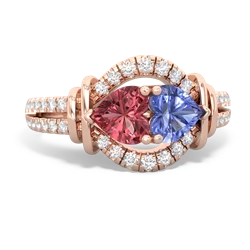 Pink Tourmaline Art-Deco Keepsake 14K Rose Gold ring R5630