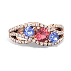 Pink Tourmaline Three Stone Aurora 14K Rose Gold ring R3080