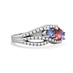 Pink Tourmaline Three Stone Aurora 14K White Gold ring R3080