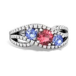 Pink Tourmaline Three Stone Aurora 14K White Gold ring R3080