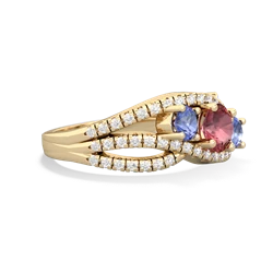 Pink Tourmaline Three Stone Aurora 14K Yellow Gold ring R3080