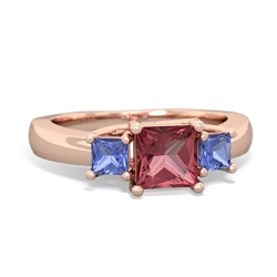 Pink Tourmaline Three Stone Trellis 14K Rose Gold ring R4015