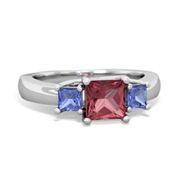 Pink Tourmaline Three Stone Trellis 14K White Gold ring R4015