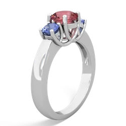 Pink Tourmaline Three Stone Round Trellis 14K White Gold ring R4018