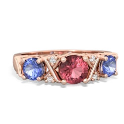 Pink Tourmaline Hugs And Kisses 14K Rose Gold ring R5016