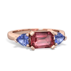 Pink Tourmaline Three Stone 14K Rose Gold ring R5235