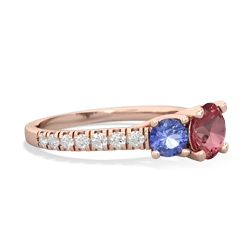 Pink Tourmaline Pave Trellis 14K Rose Gold ring R5500