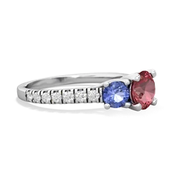 Pink Tourmaline Pave Trellis 14K White Gold ring R5500