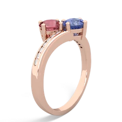 Pink Tourmaline Channel Set Two Stone 14K Rose Gold ring R5303