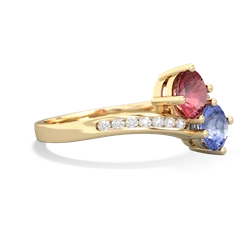 Pink Tourmaline Channel Set Two Stone 14K Yellow Gold ring R5303