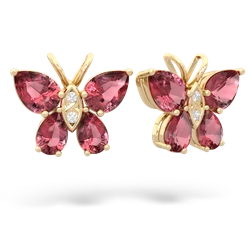 Pink Tourmaline Butterfly 14K Yellow Gold earrings E2215