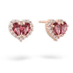 Pink Tourmaline Halo 14K Rose Gold earrings E7008
