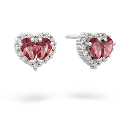 Pink Tourmaline Halo 14K White Gold earrings E7008