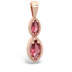 Pink Tourmaline Antique-Style Halo 14K Rose Gold pendant P5700