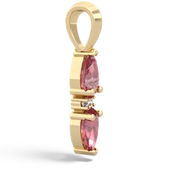 Pink Tourmaline Bowtie Drop 14K Yellow Gold pendant P0865