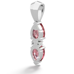 Pink Tourmaline Bowtie Drop 14K White Gold pendant P0865