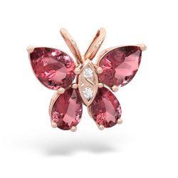 Pink Tourmaline Butterfly 14K Rose Gold pendant P2215