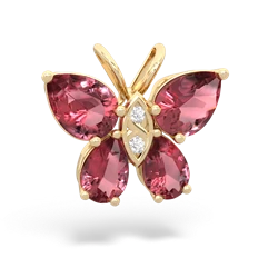 Pink Tourmaline Butterfly 14K Yellow Gold pendant P2215