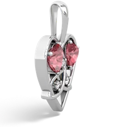 Pink Tourmaline Celtic Trinity Heart 14K White Gold pendant P5331