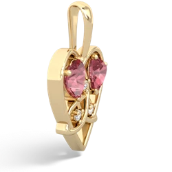 Pink Tourmaline Celtic Trinity Heart 14K Yellow Gold pendant P5331