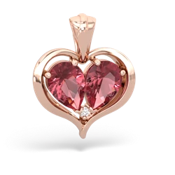 Pink Tourmaline Two Become One 14K Rose Gold pendant P5330