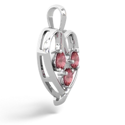 Pink Tourmaline Glowing Heart 14K White Gold pendant P2233