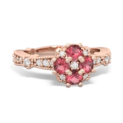 Pink Tourmaline Sparkling Tiara Cluster 14K Rose Gold ring R26293RD