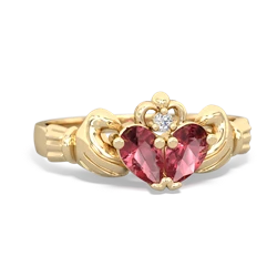 Pink Tourmaline 'Our Heart' Claddagh 14K Yellow Gold ring R2388