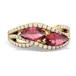 Pink Tourmaline Diamond Rivers 14K Yellow Gold ring R3070