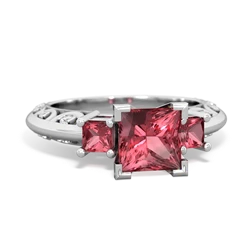 Lab Pink Sapphire Eternal Embrace Engagement 14K White Gold ring C2001