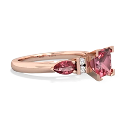 Pink Tourmaline 6Mm Princess Eternal Embrace Engagement 14K Rose Gold ring C2002