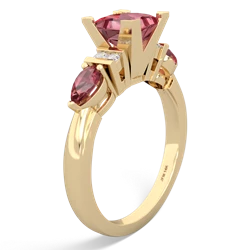 Lab Ruby 6Mm Princess Eternal Embrace Engagement 14K Yellow Gold ring C2002