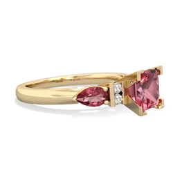 Lab Pink Sapphire 6Mm Princess Eternal Embrace Engagement 14K Yellow Gold ring C2002