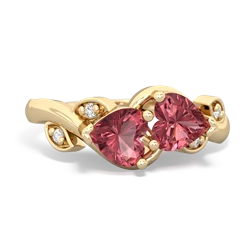 Pink Tourmaline Floral Elegance 14K Yellow Gold ring R5790