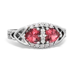 Pink Tourmaline Sparkling Celtic Knot 14K White Gold ring R2645