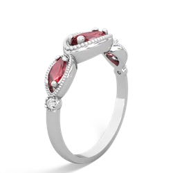 Pink Tourmaline Milgrain Marquise 14K White Gold ring R5700