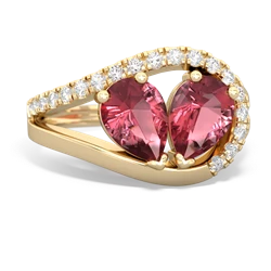 Pink Tourmaline Nestled Heart Keepsake 14K Yellow Gold ring R5650