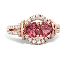 Pink Tourmaline Art-Deco Keepsake 14K Rose Gold ring R5630