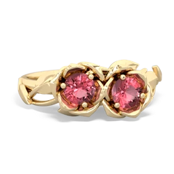 Pink Tourmaline Rose Garden 14K Yellow Gold ring R5510