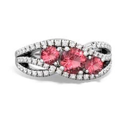 Ruby Three Stone Aurora 14K White Gold ring R3080