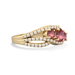 Pink Tourmaline Three Stone Aurora 14K Yellow Gold ring R3080