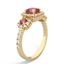 Lab Ruby Regal Halo 14K Yellow Gold ring R5350