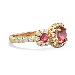 Lab Pink Sapphire Regal Halo 14K Yellow Gold ring R5350