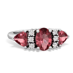 Lab Ruby Antique Style Three Stone 14K White Gold ring R2186