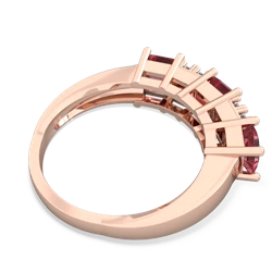 Ruby Three Stone Diamond Cluster 14K Rose Gold ring R2592