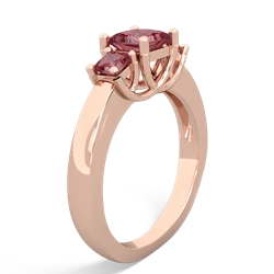 Lab Pink Sapphire Three Stone Trellis 14K Rose Gold ring R4015