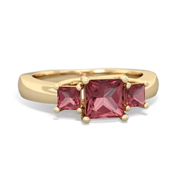 Ruby Three Stone Trellis 14K Yellow Gold ring R4015