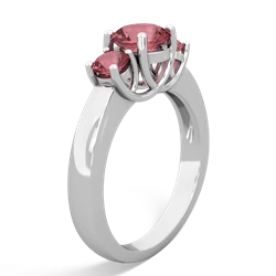 Ruby Three Stone Round Trellis 14K White Gold ring R4018