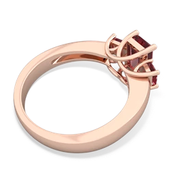 Fire Opal Three Stone Emerald-Cut Trellis 14K Rose Gold ring R4021